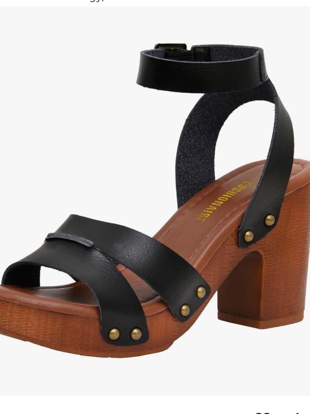 CUSHIONAIRE Women's Sandra Faux Wood Sandal +LiteSole Technology Black Size 11